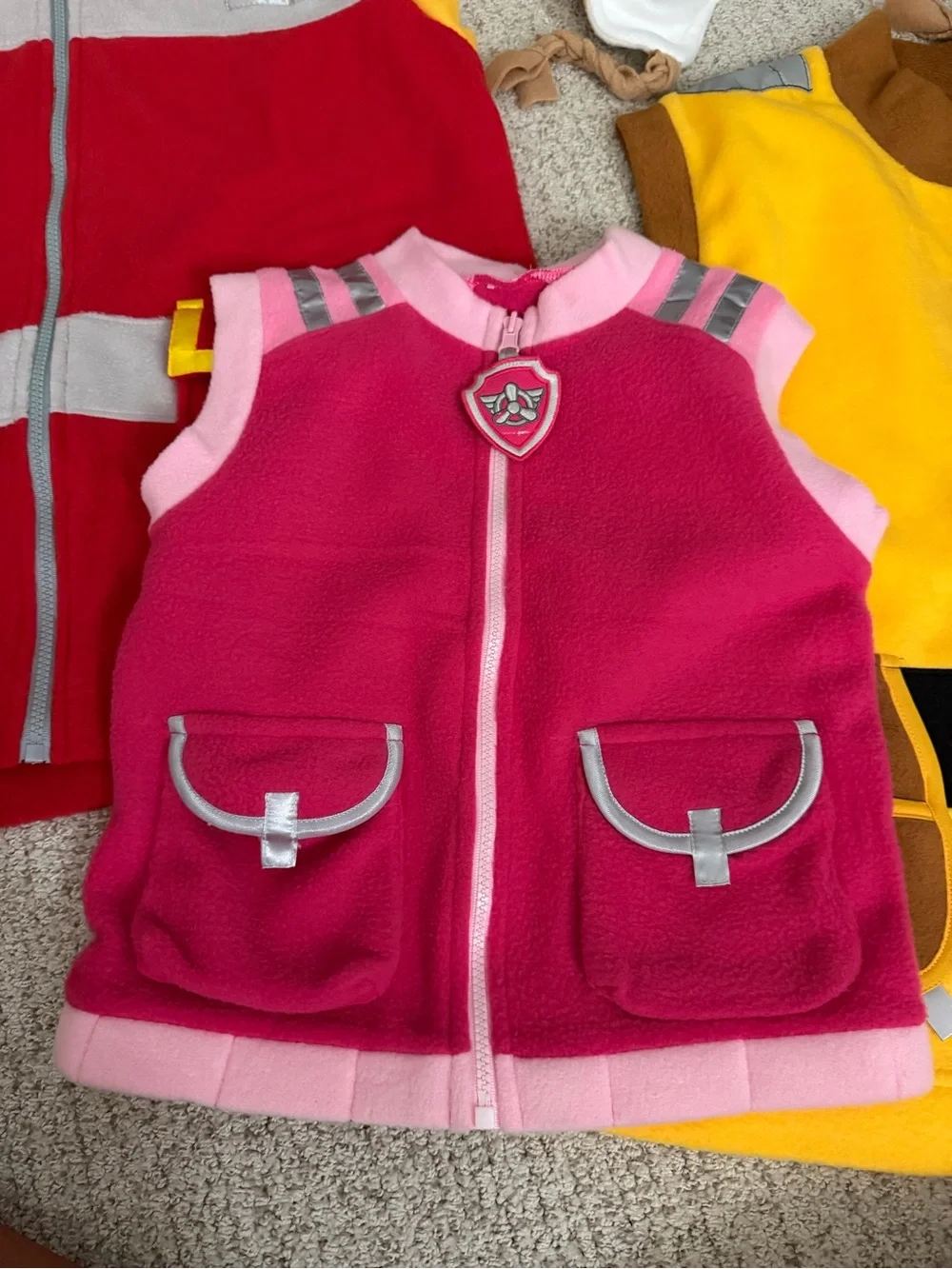 Paw Patrol Family Costume Vests Set - Red, Pink & Yellow